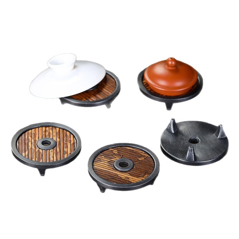 Stil chinezesc vintage: suport manual pentru capac din bambus pentru ceai și raft Zen din lut purpuriu – accesorii pentru ceremonia ceaiului