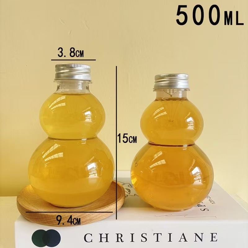 Egyszer használatos műanyag palack tök alakú, tejes teához, 350–500 ml, hideg infúzióhoz és gyümölcslevekhez