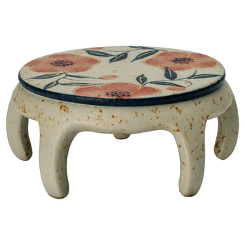 Covoraș ceramic pentru ceai în stil chinezesc, albastru și alb, cu motiv de floare de piersic pictat manual, protecție împotriva arsurilor, destinat unui scaun mic; accesorii pentru ceremonia ceaiului.