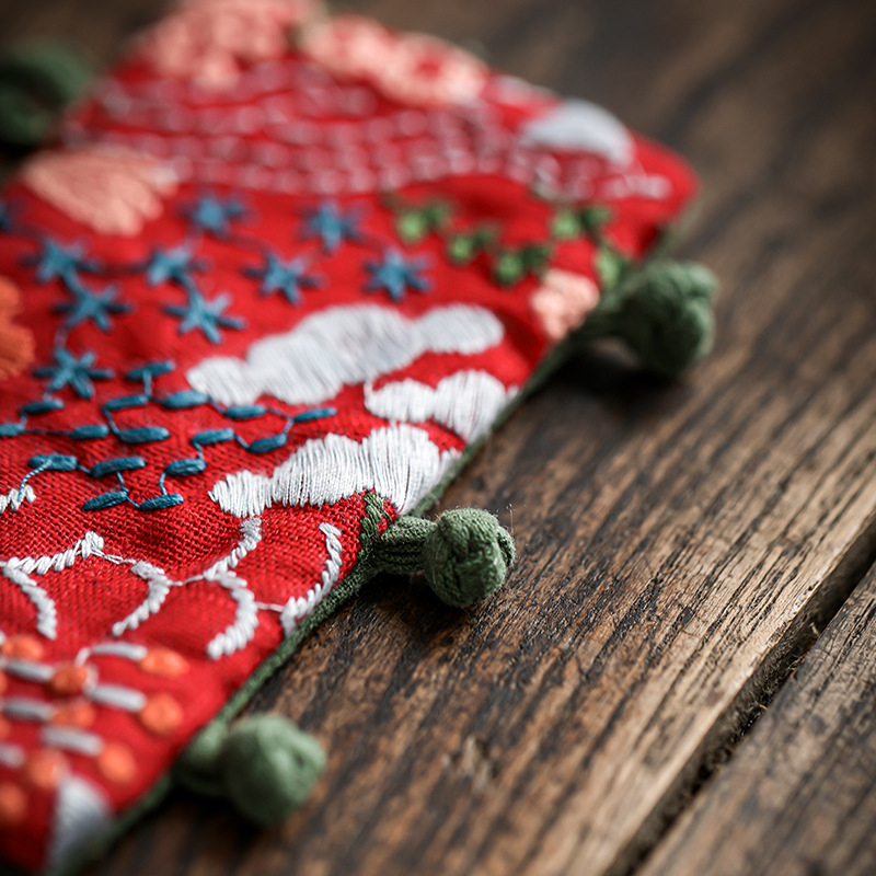 Husă izolantă pentru mânerul ceainicului de fier, broderie, pentru ceremonia ceaiului