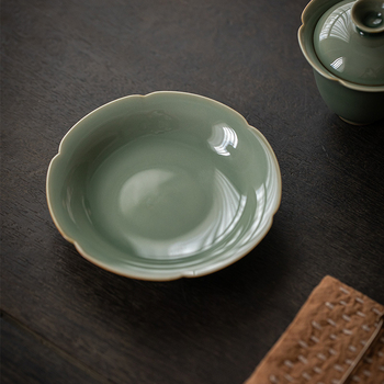 Moji farfurie celadon cu model floral pentru ceremonia ceaiului – ceramică pentru accesorii de ceai