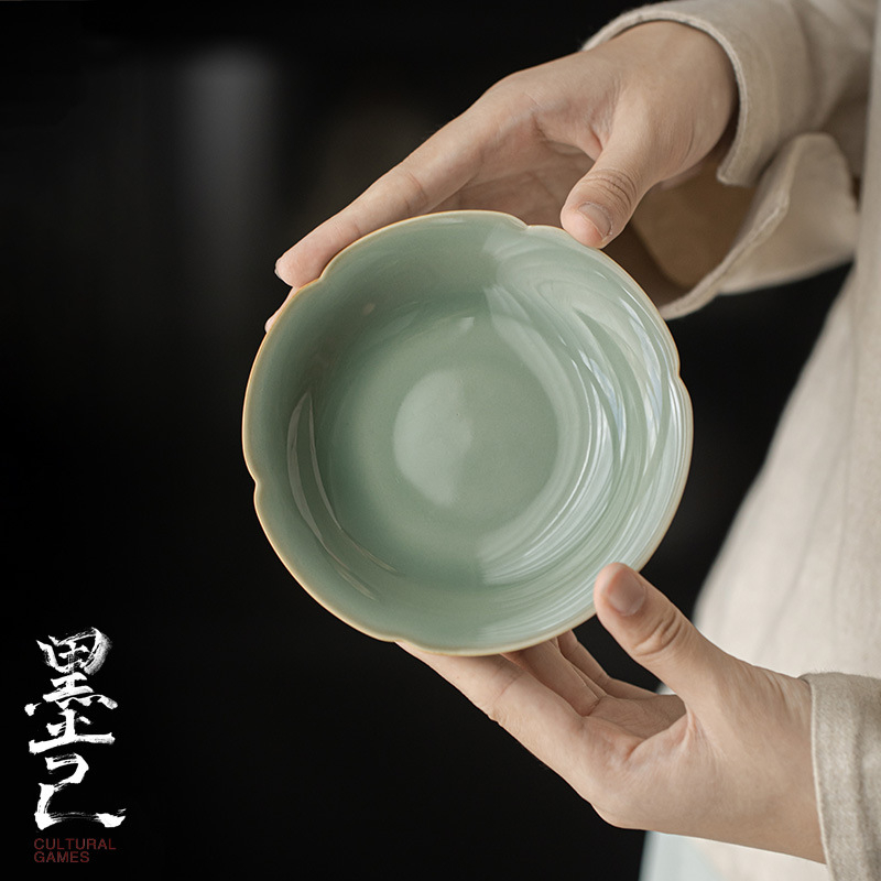 Moji farfurie celadon cu model floral pentru ceremonia ceaiului – ceramică pentru accesorii de ceai