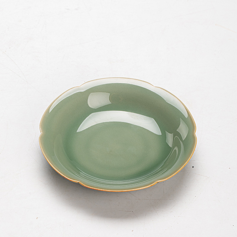 Moji farfurie celadon cu model floral pentru ceremonia ceaiului – ceramică pentru accesorii de ceai
