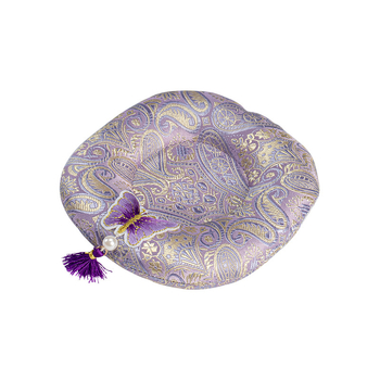 Set de accesorii pentru ceremonia ceaiului, din material textil: bol cu capac, ceainic, ceașcă de ceai, suport pentru cești și covoraș izolant termic