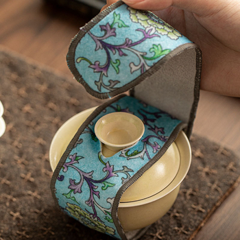 Set de ceai în stil chinezesc nou, din felt — curele de legare pentru ceainic, benzi textile, pungi de ambalare pentru gaiwan, benzi de protecție pentru vas