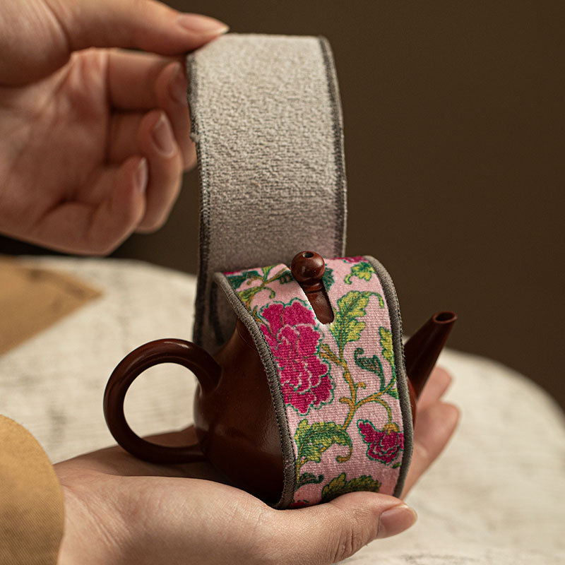Set de ceai în stil chinezesc nou, din felt — curele de legare pentru ceainic, benzi textile, pungi de ambalare pentru gaiwan, benzi de protecție pentru vas