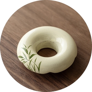 Ceainică ceramică cu motiv de bambus, ceai cu capac și suport pentru capac gaiwan, accesorii pentru ceremonia ceaiului