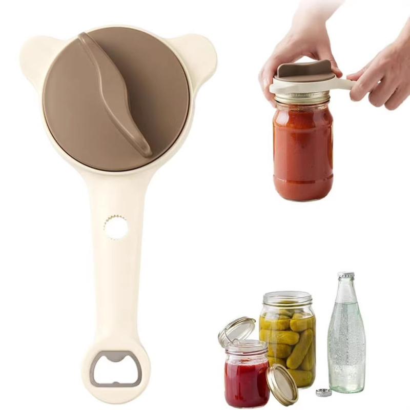 Deschizător manual reglabil pentru sticle și conserve, margine zimțată antiderapantă, unealtă practică 4 în 1