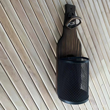 Deschizător de sticle din lemn, montat pe perete, cu coș pentru dopuri – decor pentru bucătărie și bar