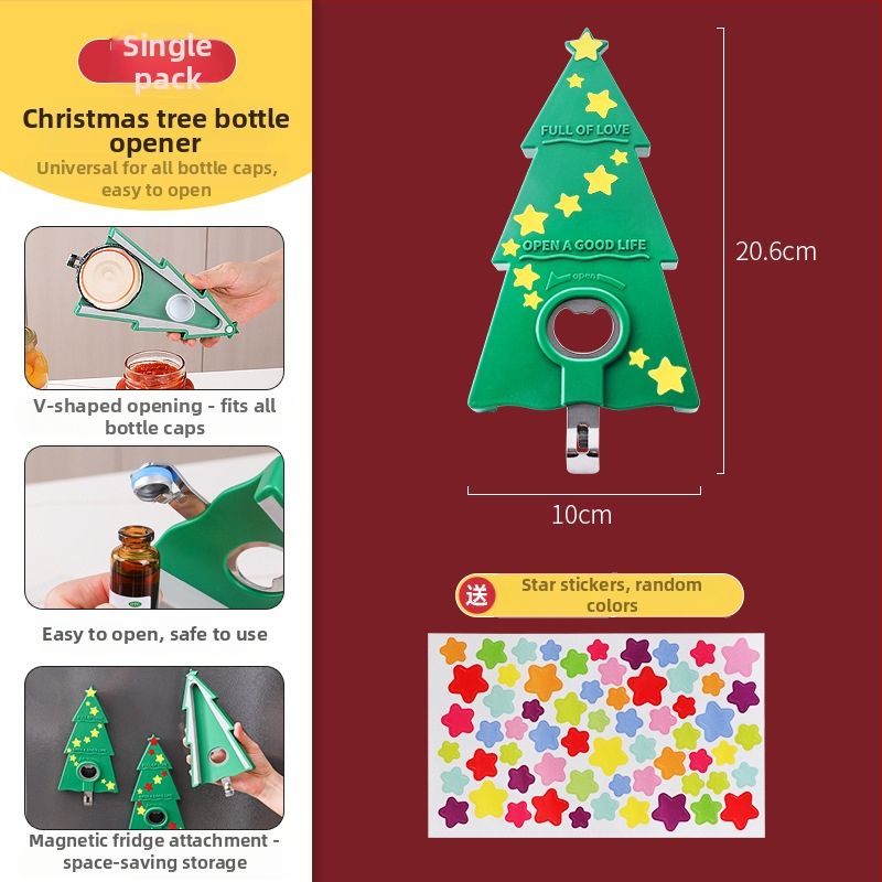 Deschizător de sticle în formă de brad de Crăciun, magnet de frigider, deschizător multifuncțional de conserve, deschiderea ușoară pentru doze și sticle de bere