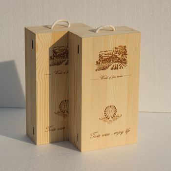 Cutie cadou din lemn pentru două sticle de vin roșu, cutie din lemn pentru ambalare vin, set de 2