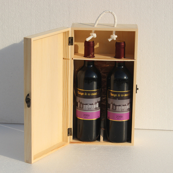 Cutie cadou din lemn pentru două sticle de vin roșu, cutie din lemn pentru ambalare vin, set de 2