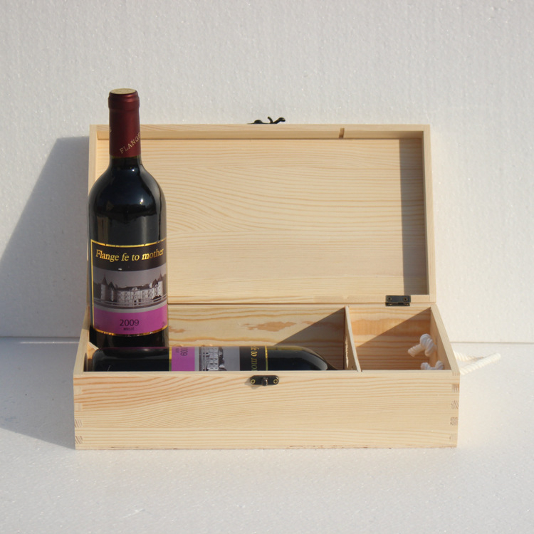 Cutie cadou din lemn pentru două sticle de vin roșu, cutie din lemn pentru ambalare vin, set de 2