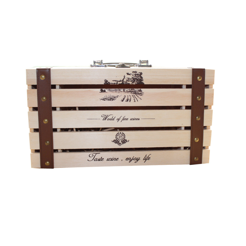 Cutie cadou din lemn pentru două sticle de vin roșu, cutie din lemn pentru ambalare vin, set de 2