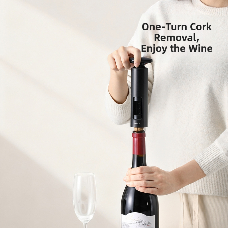 FaSoLa Deschizător de Vin pentru Uz Casnic, Tirbușon Manual cu Tăietor pentru Folie, Deschizător de Sticle cu O Singură Rotire