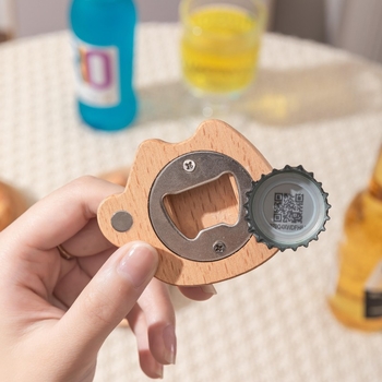 Deschizător de sticle din lemn solid, cu magnet pentru frigider, design cartoon pentru bere și băuturi