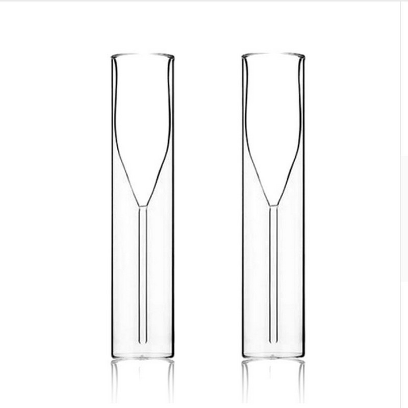 Pahar de șampanie din borosilicat, dublu pereți, clar, cu bule, pentru nunți și cocktailuri, 101–200 ml