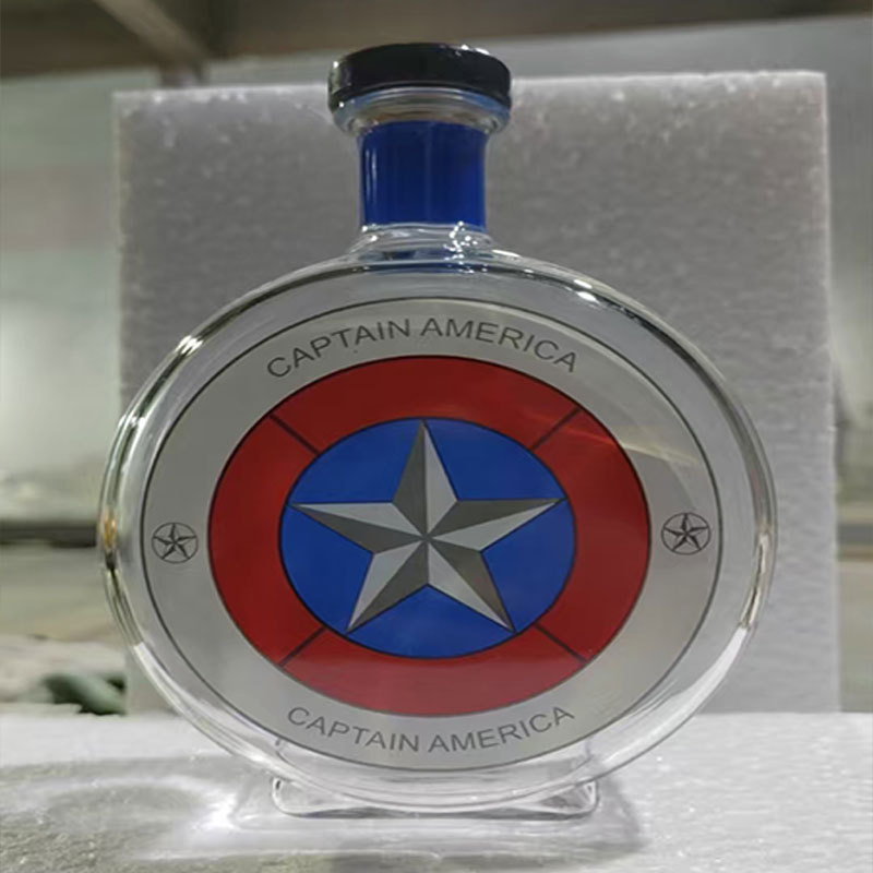 Sticlă de vin goală, cu formă specială, sigilată, pentru whisky și vodcă, cu logo Detroit Superman