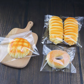 Pungi transparente din PP pentru panificație, cu închidere automată, sigilate termic, pentru bagel, burger, toast și pâine