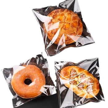 Pungi transparente din PP pentru panificație, cu închidere automată, sigilate termic, pentru bagel, burger, toast și pâine