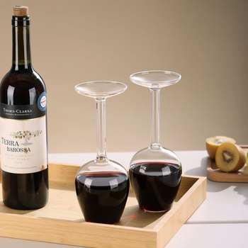 Pahar de vin inversat, creativ și amuzant, din sticlă borosilikat înaltă, cu picior lung, capacitate mare pentru whisky