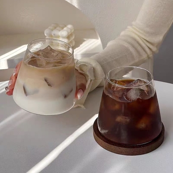 Pahar din sticlă în stil japonez Mount Fuji, borosilicată, 301–400 ml, pentru iced Americano latte și alte băuturi