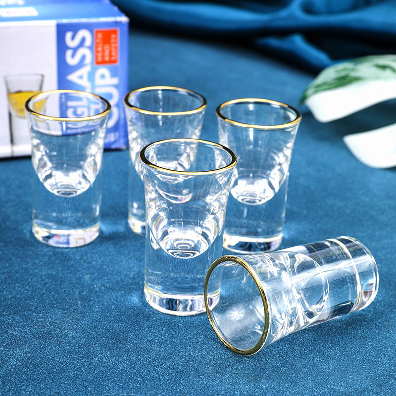 J07 Pahar mic de vin cu margine aurie, pentru băuturi spirtoase, Maotai