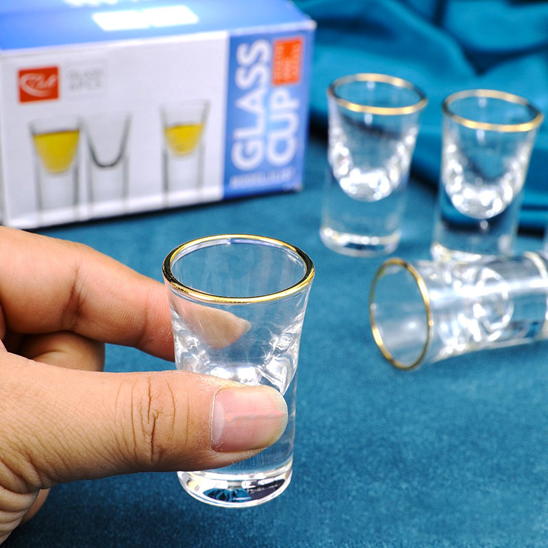 J07 Pahar mic de vin cu margine aurie, pentru băuturi spirtoase, Maotai