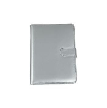 Album pentru carduri, cu aspect metalic argintiu din PU, A5 gros, design minimalist, pentru fotografii de 3 inci, 10 pagini