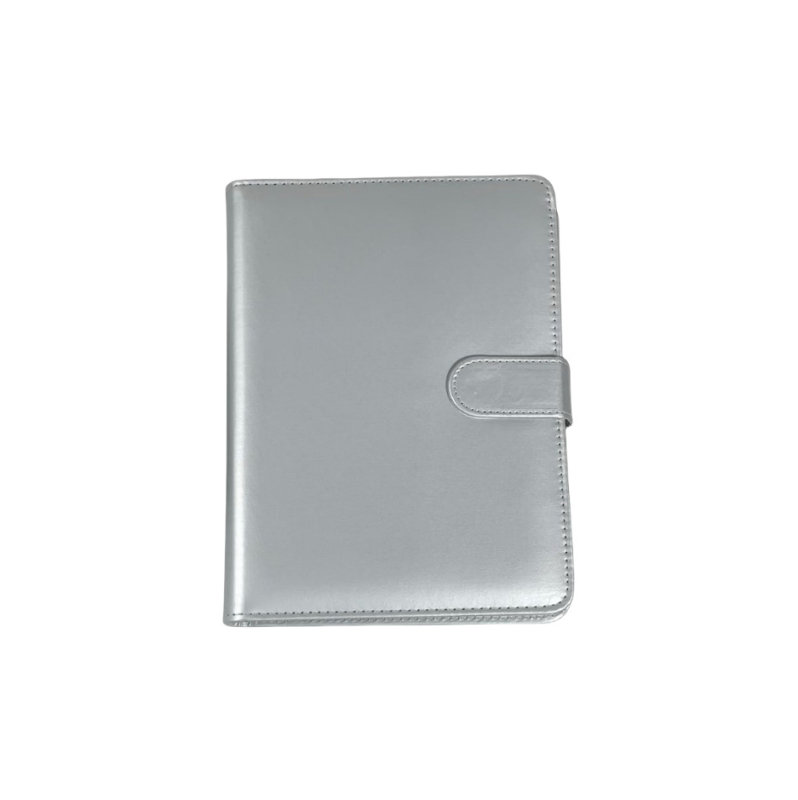 Album pentru carduri, cu aspect metalic argintiu din PU, A5 gros, design minimalist, pentru fotografii de 3 inci, 10 pagini