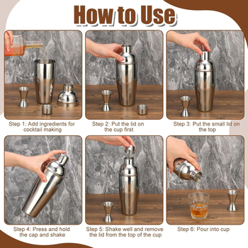 Set de 8 piese din oțel inoxidabil pentru bar, cu shaker