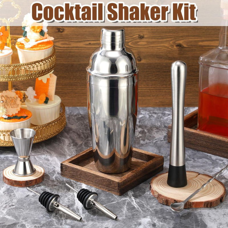 Set de 8 piese din oțel inoxidabil pentru bar, cu shaker