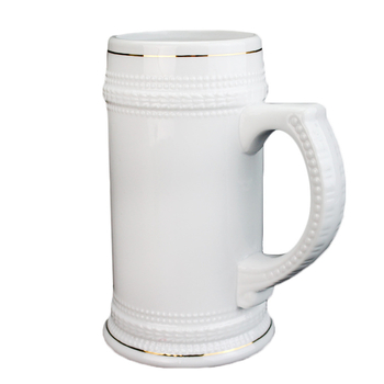 Cană de bere cu transfer termic, ceramică de înaltă calitate, cu mâner, margine aurie, capacitate 601–700 ml, personalizabil
