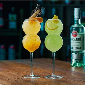 Pahar de șampanie din cristal, înalt, pentru cocktailuri, formă sferică, în stil Instagram, pahar de bar pentru uz casnic, capacitate aproximativ 400 ml