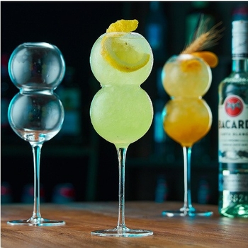 Pahar de șampanie din cristal, înalt, pentru cocktailuri, formă sferică, în stil Instagram, pahar de bar pentru uz casnic, capacitate aproximativ 400 ml