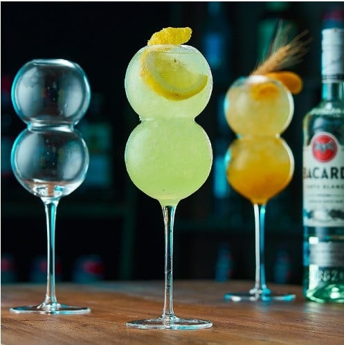 Pahar de șampanie din cristal, înalt, pentru cocktailuri, formă sferică, în stil Instagram, pahar de bar pentru uz casnic, capacitate aproximativ 400 ml