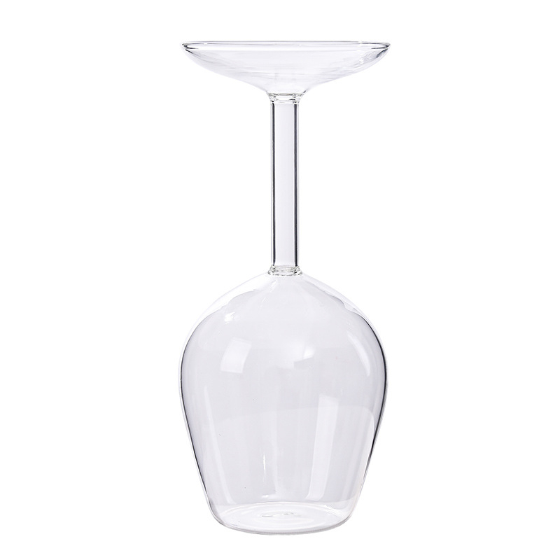Pahar de vin roșu din sticlă borosilicată, design inversat, stil minimalist pentru casă
