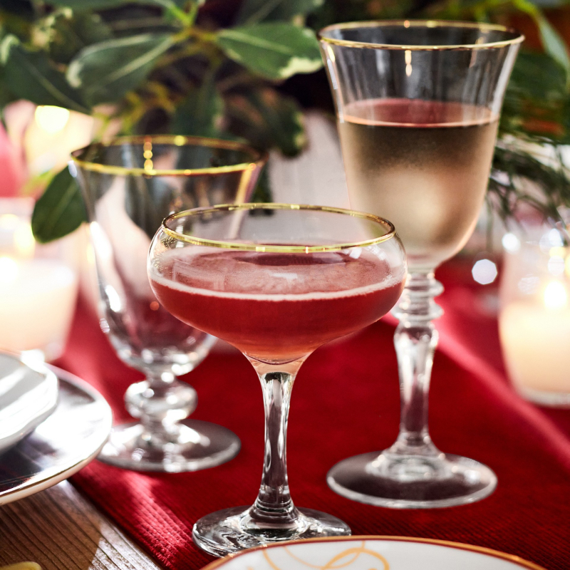 Pahar de vin roșu cu picior scurt, stil japonez de cocktail, sticlă, pahar de vin de fructe cu margine aurie