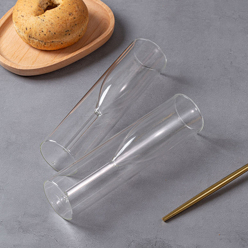 Pahar dublu-strat pentru șampanie și vin roșu, goblet în formă de lalea, design modern, transparent pentru bar, pahar de cocktail cu bule