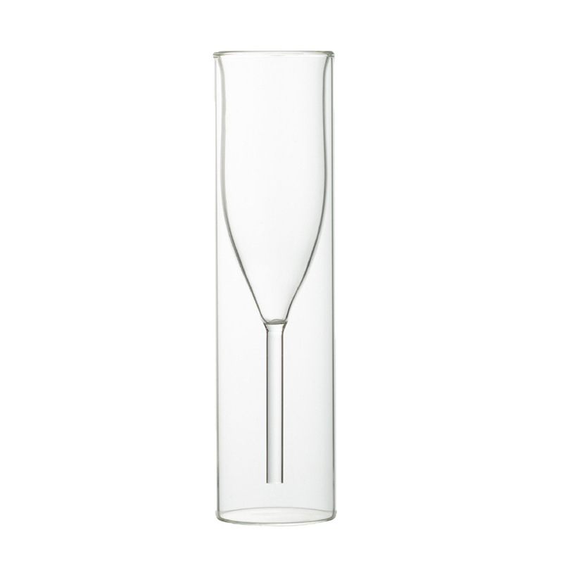 Pahar dublu-strat pentru șampanie și vin roșu, goblet în formă de lalea, design modern, transparent pentru bar, pahar de cocktail cu bule