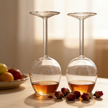 Pahar de vin din sticlă borosilicat de înaltă rezistență, formă inversă, design modern minimalist