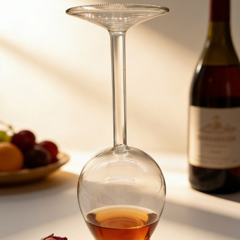 Pahar de vin din sticlă borosilicat de înaltă rezistență, formă inversă, design modern minimalist