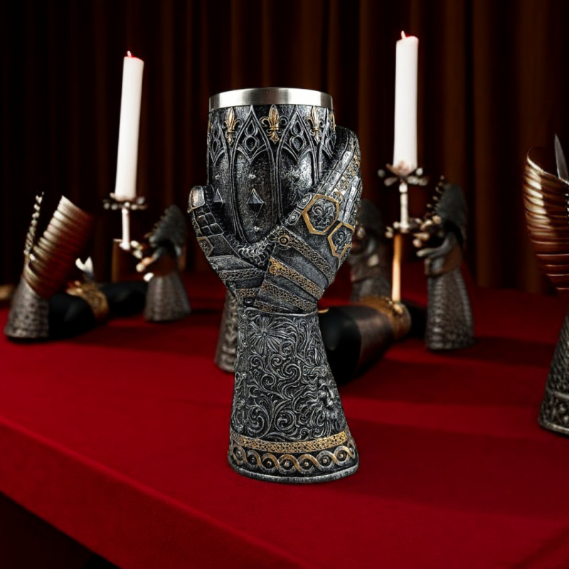 Goblet medieval european knight, pahar de vin cu mâner personalizabil, stil retro, 201–300 ml