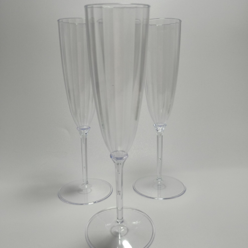 Pahar de șampanie din plastic transparent, unică folosință, 180 ml, set de 8