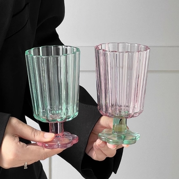 Pahar din sticlă colorat pentru băuturi, pahar scurt de cocktail pentru femei, pahar pentru înghețată, stil minimalist, stil Insta
