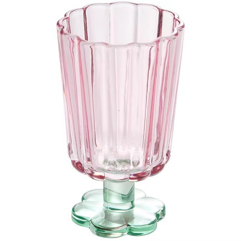 Pahar din sticlă colorat pentru băuturi, pahar scurt de cocktail pentru femei, pahar pentru înghețată, stil minimalist, stil Insta