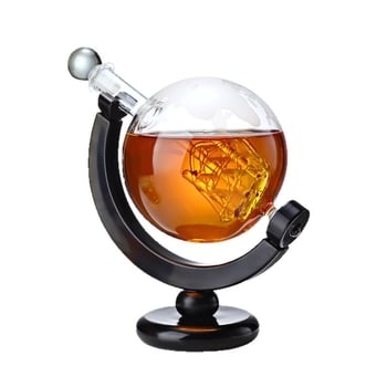 Set de decantare pentru whisky în formă de glob, cu sticlă de whisky și distribuitor – set luxos pentru bar