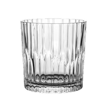 Pahar de cafea din sticlă cu bază groasă și dungi verticale, sticlă clară, potrivit pentru cocktailuri, latte cu gheață și Americano