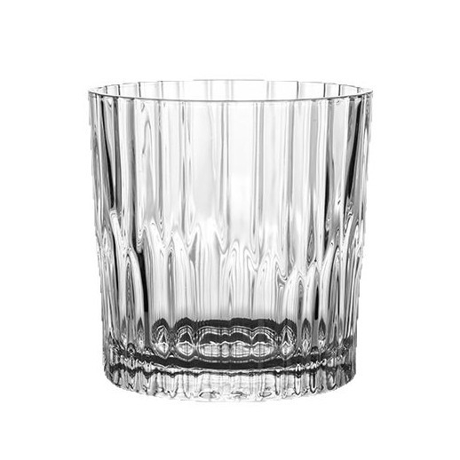 Pahar de cafea din sticlă cu bază groasă și dungi verticale, sticlă clară, potrivit pentru cocktailuri, latte cu gheață și Americano