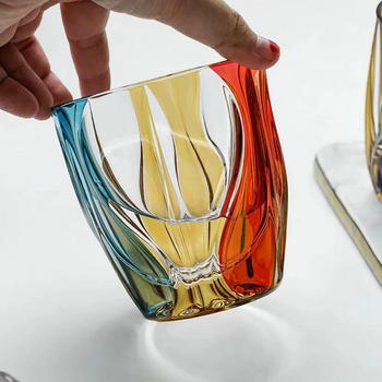 Bohemia cristal ceh colorate pahare de vin, design modern pictat manual, cadou de lux